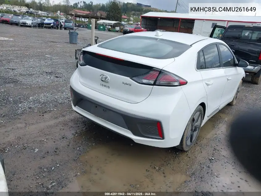 2021 Hyundai Ioniq Hybrid Sel VIN: KMHC85LC4MU261649 Lot: 42011942