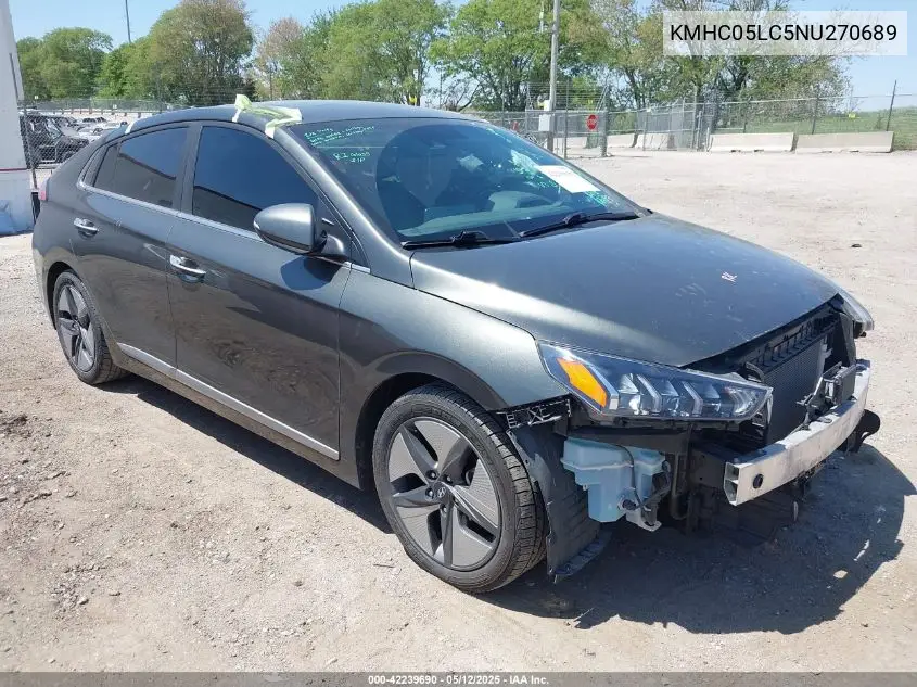 2022 Hyundai Ioniq Hybrid Limited VIN: KMHC05LC5NU270689 Lot: 42239690