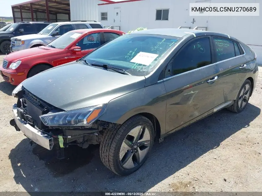 2022 Hyundai Ioniq Hybrid Limited VIN: KMHC05LC5NU270689 Lot: 42239690