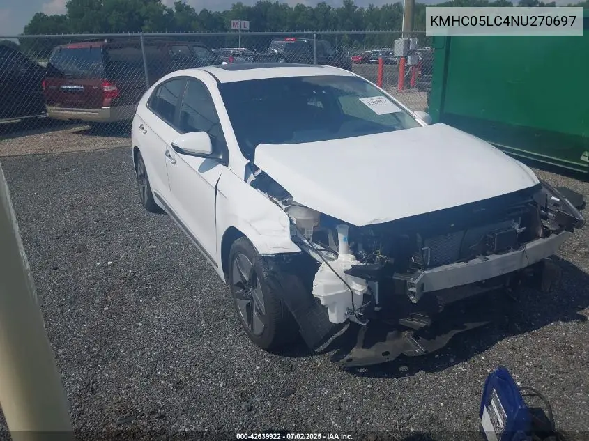 2022 Hyundai Ioniq Hybrid Limited VIN: KMHC05LC4NU270697 Lot: 42639922