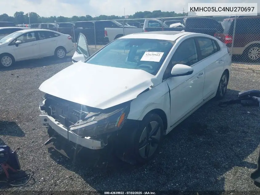 2022 Hyundai Ioniq Hybrid Limited VIN: KMHC05LC4NU270697 Lot: 42639922