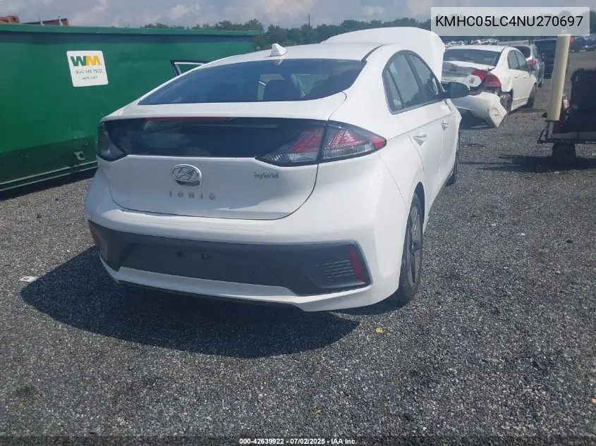 2022 Hyundai Ioniq Hybrid Limited VIN: KMHC05LC4NU270697 Lot: 42639922