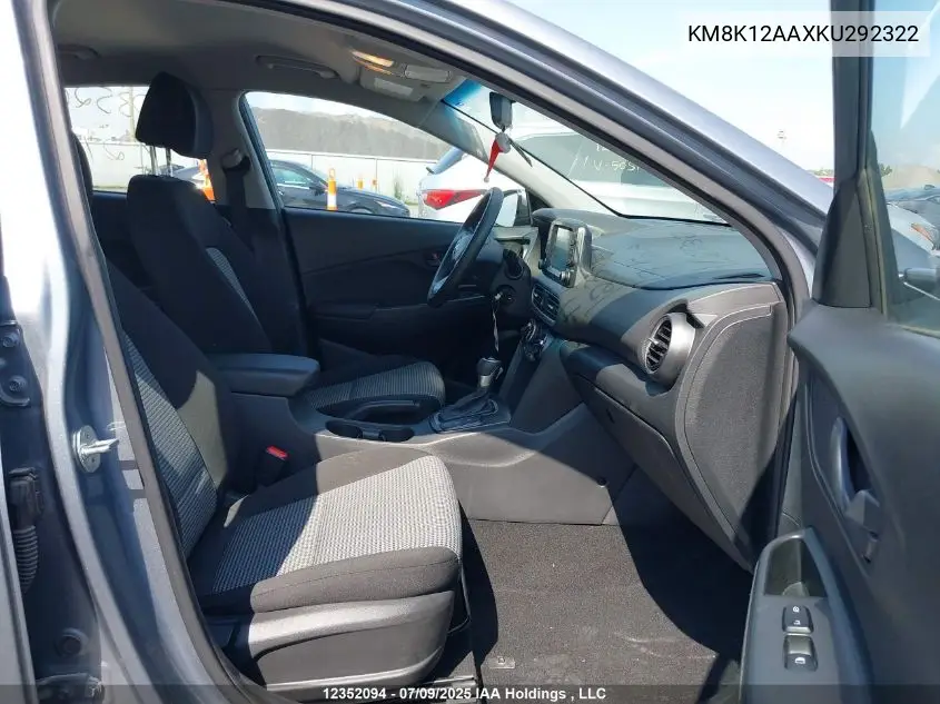 2019 Hyundai Kona 2.0L Essential VIN: KM8K12AAXKU292322 Lot: 12352094