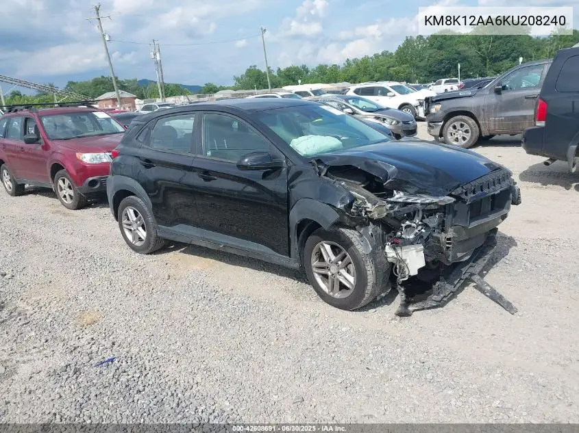 2019 Hyundai Kona Se VIN: KM8K12AA6KU208240 Lot: 42608691
