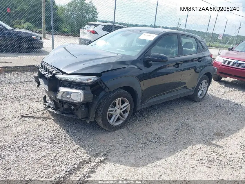 2019 Hyundai Kona Se VIN: KM8K12AA6KU208240 Lot: 42608691