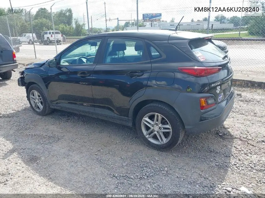 2019 Hyundai Kona Se VIN: KM8K12AA6KU208240 Lot: 42608691