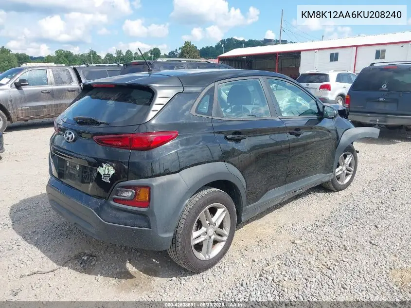 2019 Hyundai Kona Se VIN: KM8K12AA6KU208240 Lot: 42608691