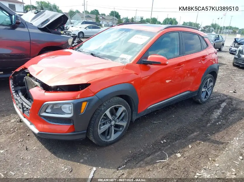 2019 Hyundai Kona Ultimate VIN: KM8K5CA57KU389510 Lot: 42614677