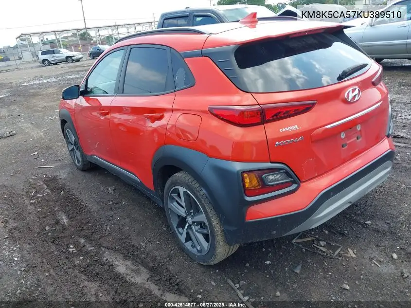 2019 Hyundai Kona Ultimate VIN: KM8K5CA57KU389510 Lot: 42614677