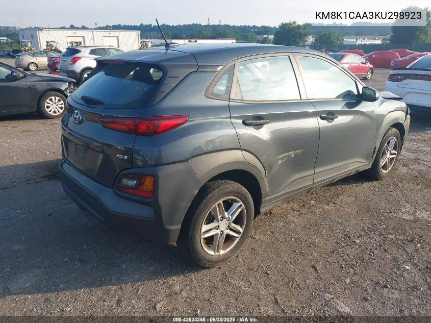 2019 Hyundai Kona Se VIN: KM8K1CAA3KU298923 Lot: 42624346