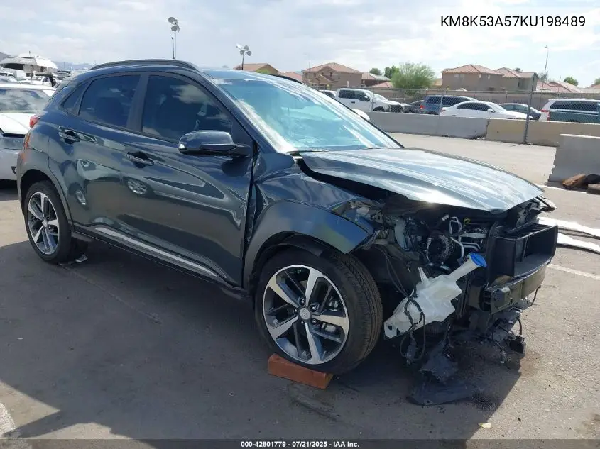 2019 Hyundai Kona Ultimate VIN: KM8K53A57KU198489 Lot: 42801779
