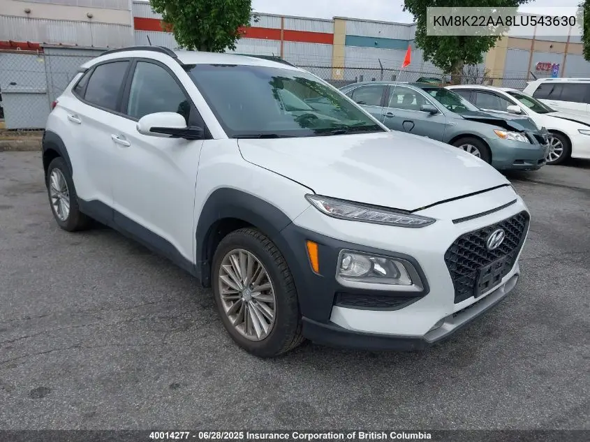 2020 Hyundai Kona VIN: KM8K22AA8LU543630 Lot: 40014277