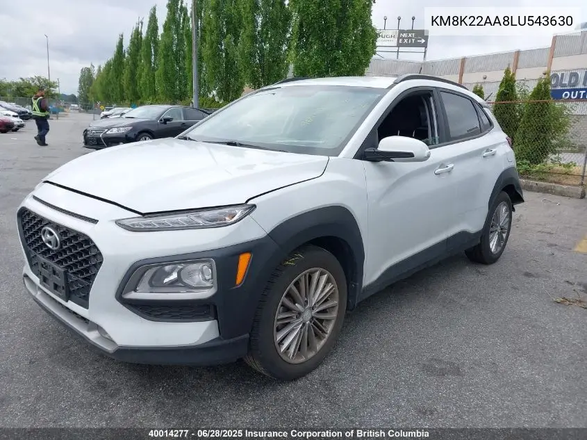 2020 Hyundai Kona VIN: KM8K22AA8LU543630 Lot: 40014277