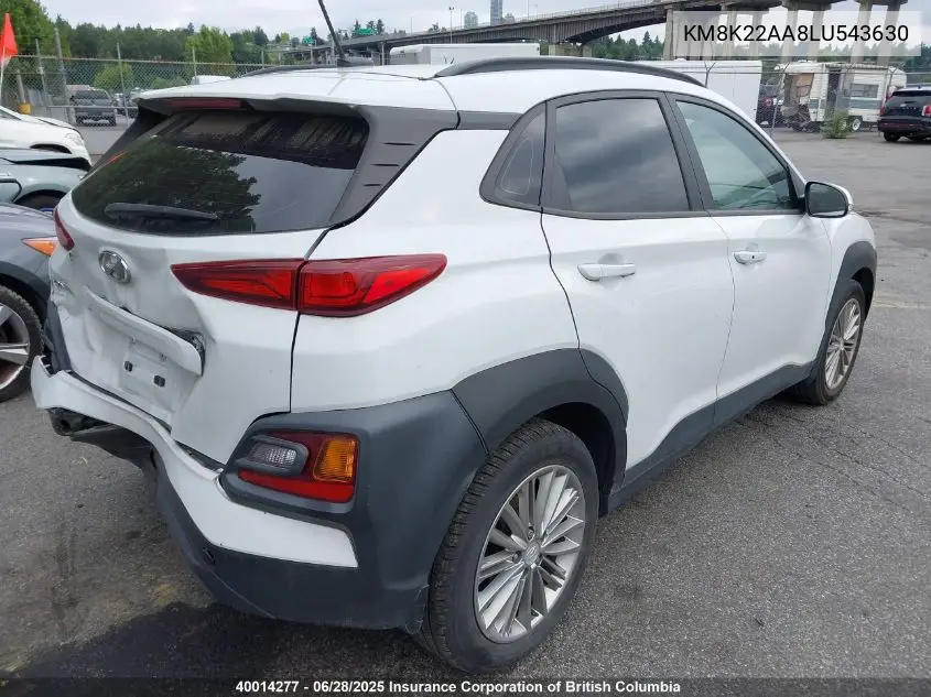 2020 Hyundai Kona VIN: KM8K22AA8LU543630 Lot: 40014277