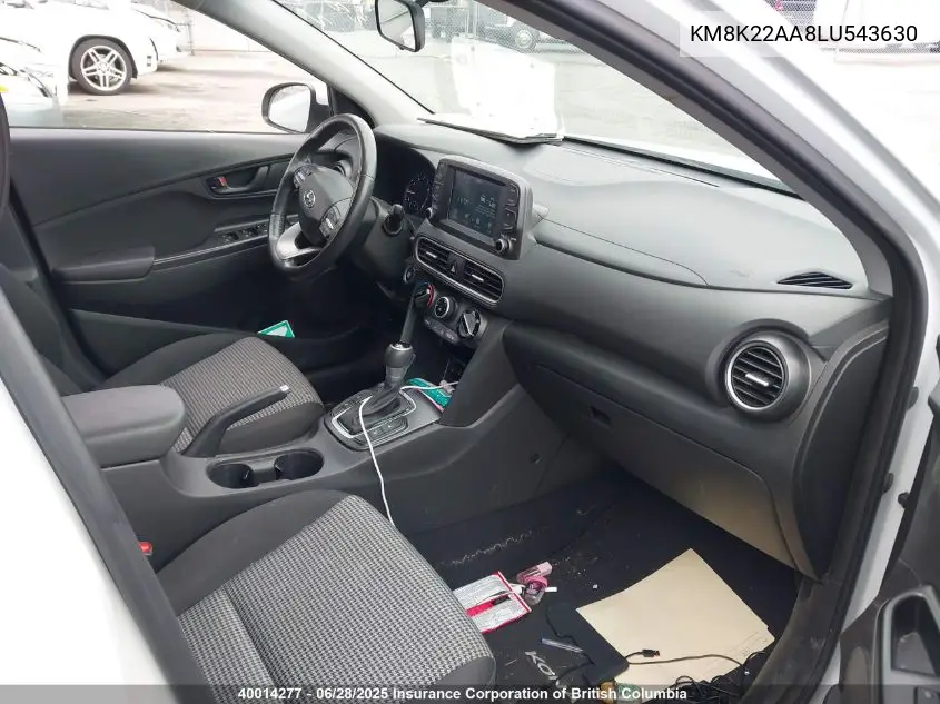 2020 Hyundai Kona VIN: KM8K22AA8LU543630 Lot: 40014277