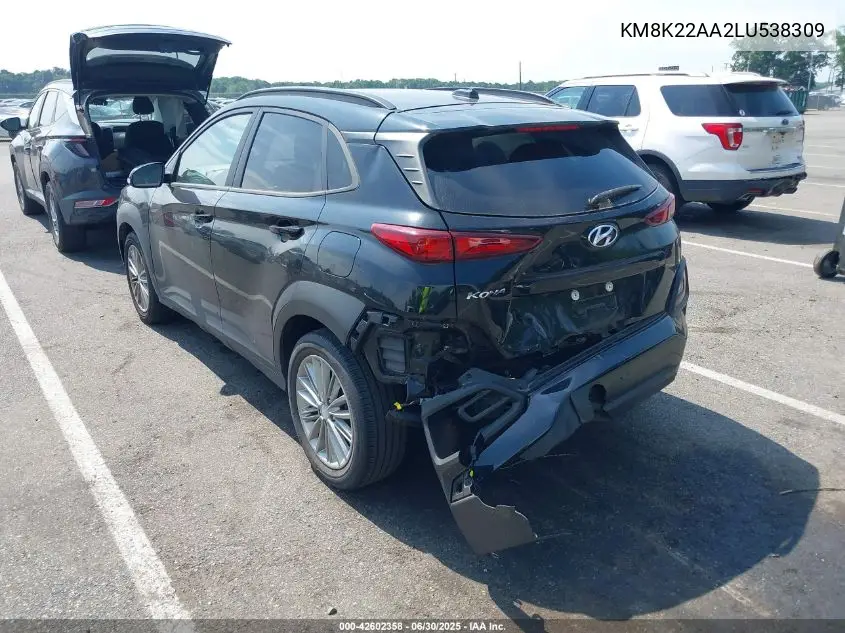 2020 Hyundai Kona Sel VIN: KM8K22AA2LU538309 Lot: 42602358