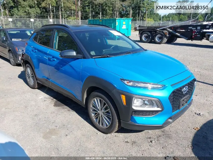 2020 Hyundai Kona Sel VIN: KM8K2CAA0LU428350 Lot: 42615534