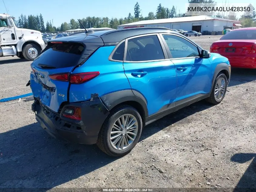 2020 Hyundai Kona Sel VIN: KM8K2CAA0LU428350 Lot: 42615534