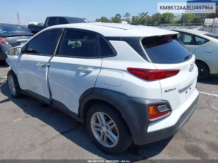 2020 Hyundai Kona Se VIN: KM8K12AAXLU497964 Lot: 42619733