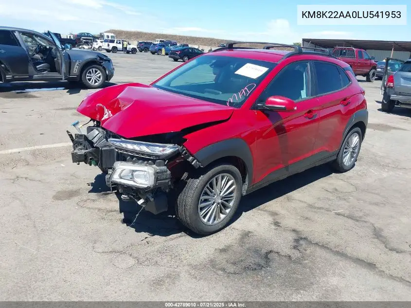 2020 Hyundai Kona Sel VIN: KM8K22AA0LU541953 Lot: 42789010