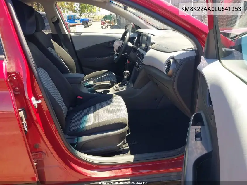 2020 Hyundai Kona Sel VIN: KM8K22AA0LU541953 Lot: 42789010