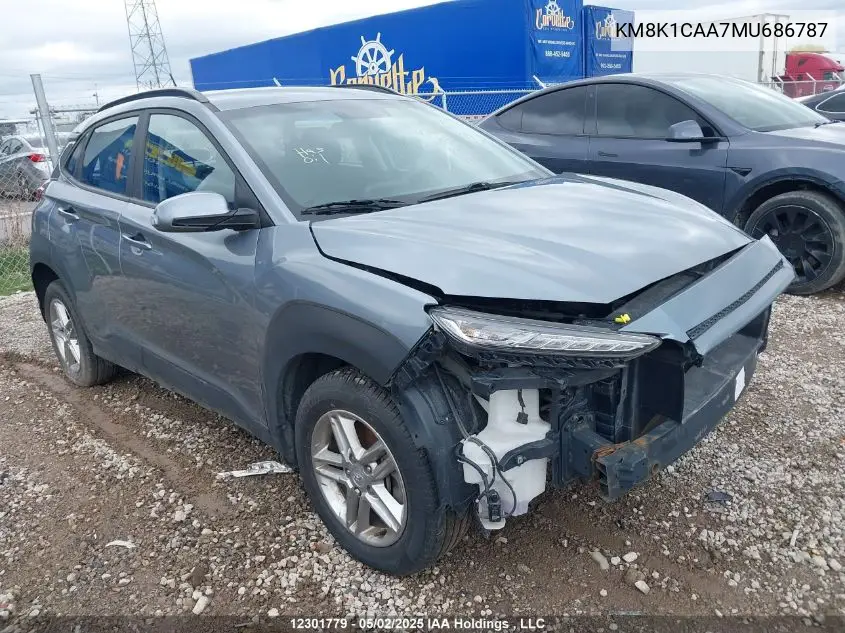2021 Hyundai Kona Essential Awd VIN: KM8K1CAA7MU686787 Lot: 12301779