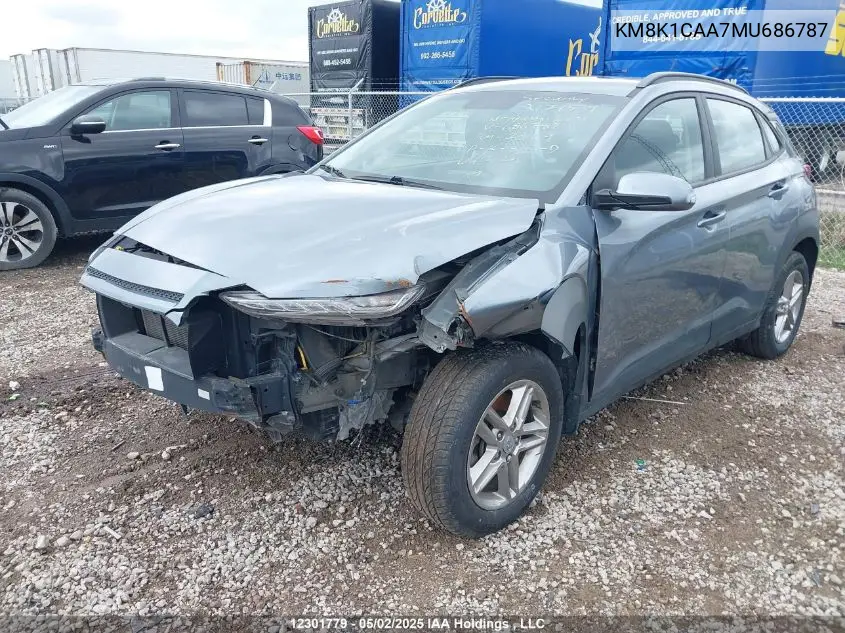 2021 Hyundai Kona Essential Awd VIN: KM8K1CAA7MU686787 Lot: 12301779