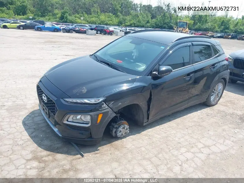 2021 Hyundai Kona Sel VIN: KM8K22AAXMU672731 Lot: 12352121
