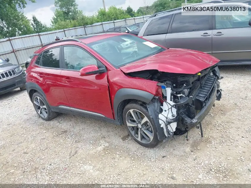 2021 Hyundai Kona Limited VIN: KM8K3CA50MU638013 Lot: 42627562