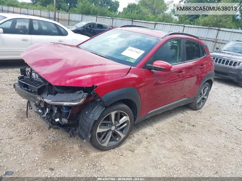 2021 Hyundai Kona Limited VIN: KM8K3CA50MU638013 Lot: 42627562