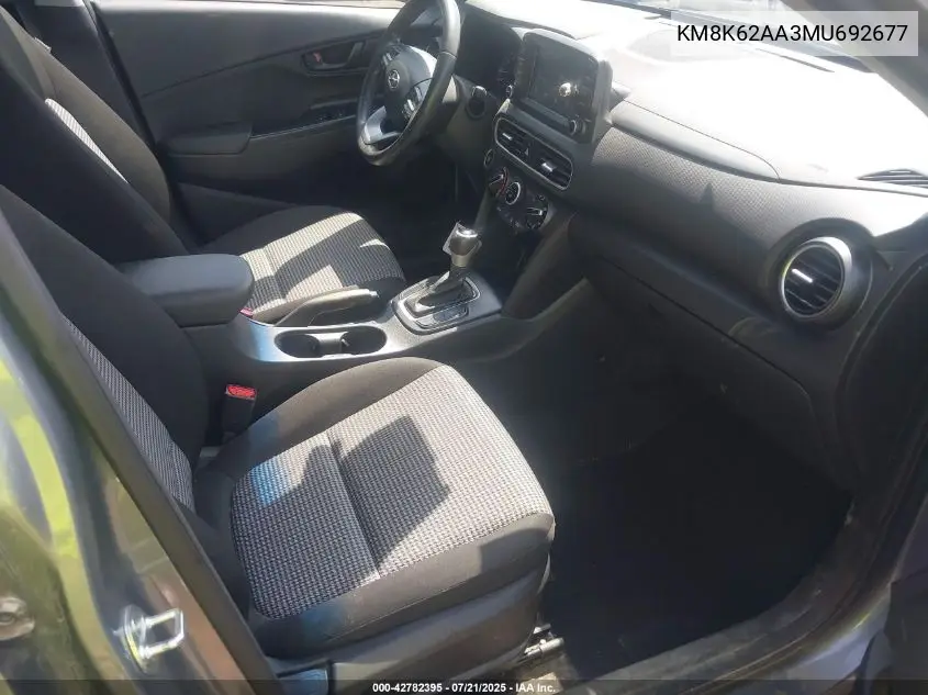 2021 Hyundai Kona Sel Plus VIN: KM8K62AA3MU692677 Lot: 42782395
