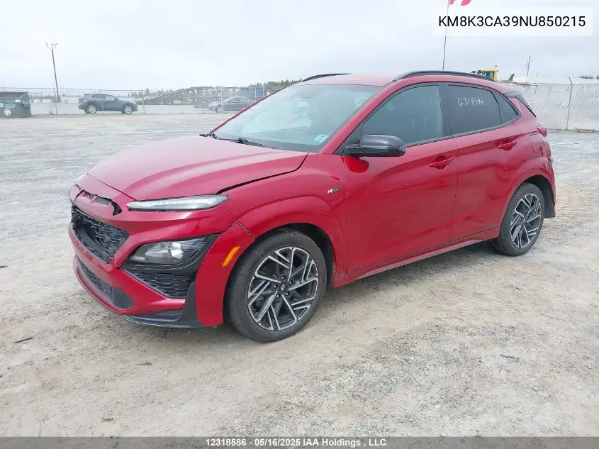 2022 Hyundai Kona N Line VIN: KM8K3CA39NU850215 Lot: 12318586
