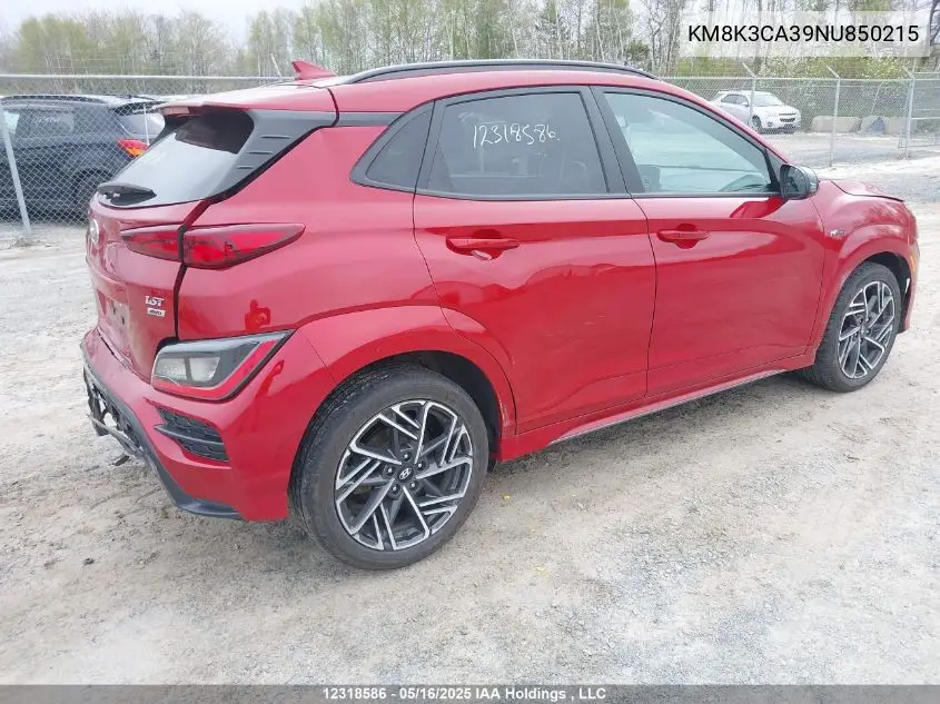 2022 Hyundai Kona N Line VIN: KM8K3CA39NU850215 Lot: 12318586