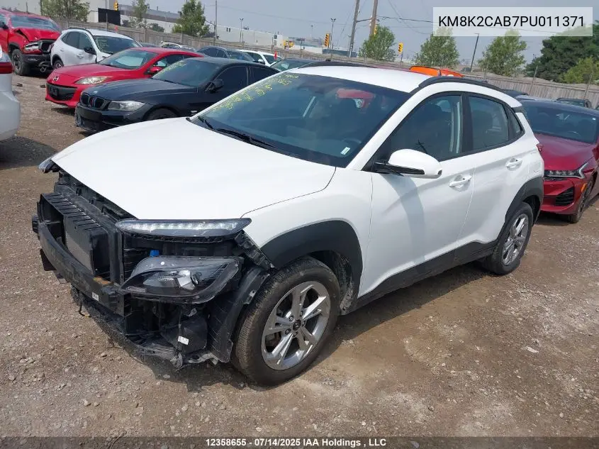 2023 Hyundai Kona Se VIN: KM8K2CAB7PU011371 Lot: 12358655