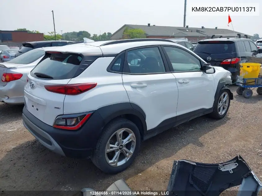2023 Hyundai Kona Se VIN: KM8K2CAB7PU011371 Lot: 12358655
