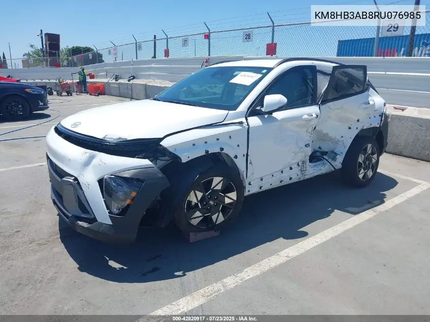 2024 Hyundai Kona Sel VIN: KM8HB3AB8RU076985 Lot: 42820917