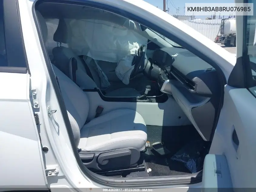 2024 Hyundai Kona Sel VIN: KM8HB3AB8RU076985 Lot: 42820917
