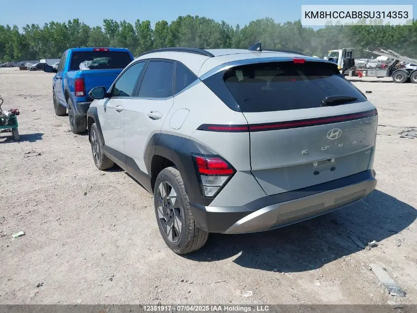2025 Hyundai Kona Sel VIN: KM8HCCAB8SU314353 Lot: 12351917
