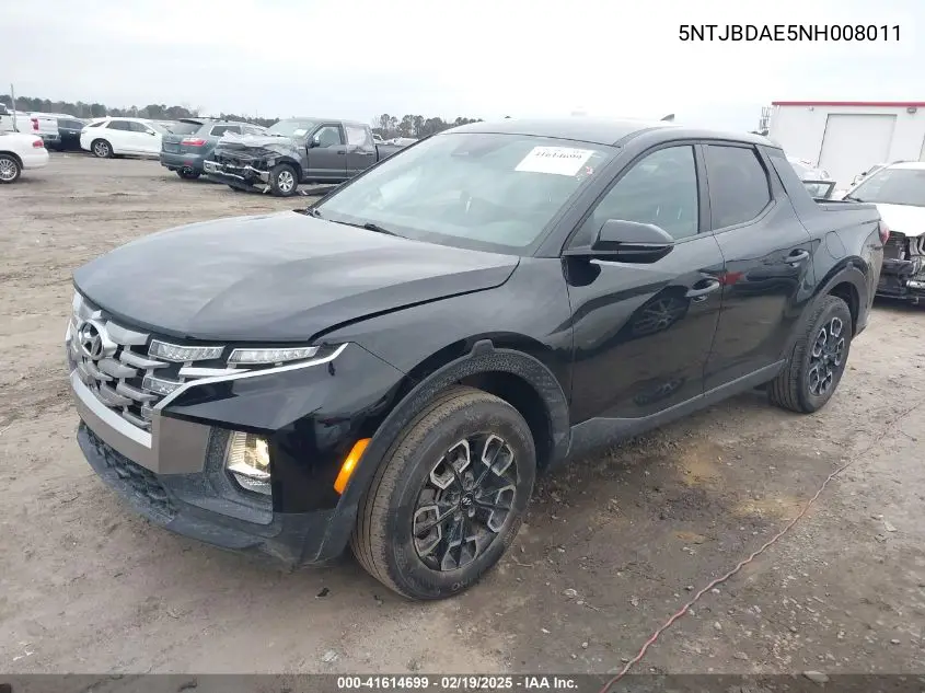 2022 Hyundai Santa Cruz Sel VIN: 5NTJBDAE5NH008011 Lot: 41614699