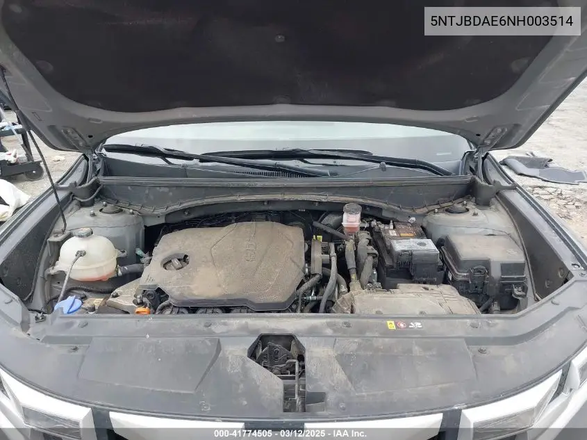 2022 Hyundai Santa Cruz Sel VIN: 5NTJBDAE6NH003514 Lot: 41774505