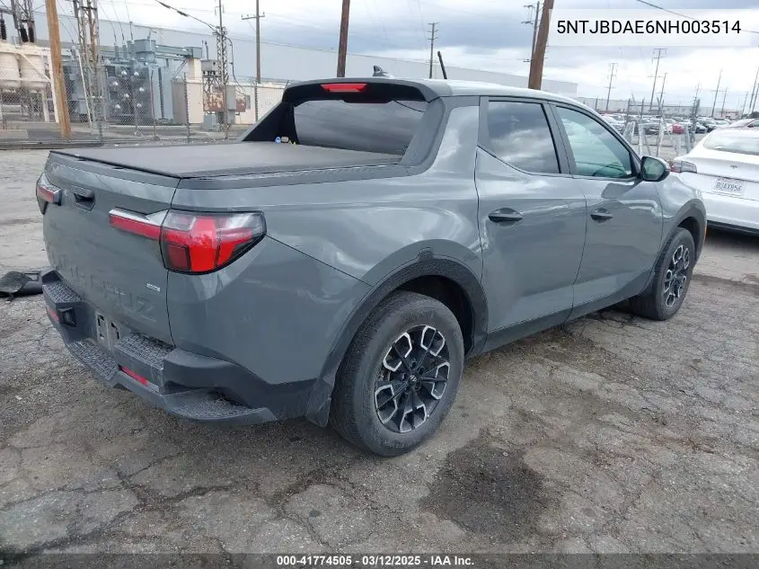 2022 Hyundai Santa Cruz Sel VIN: 5NTJBDAE6NH003514 Lot: 41774505
