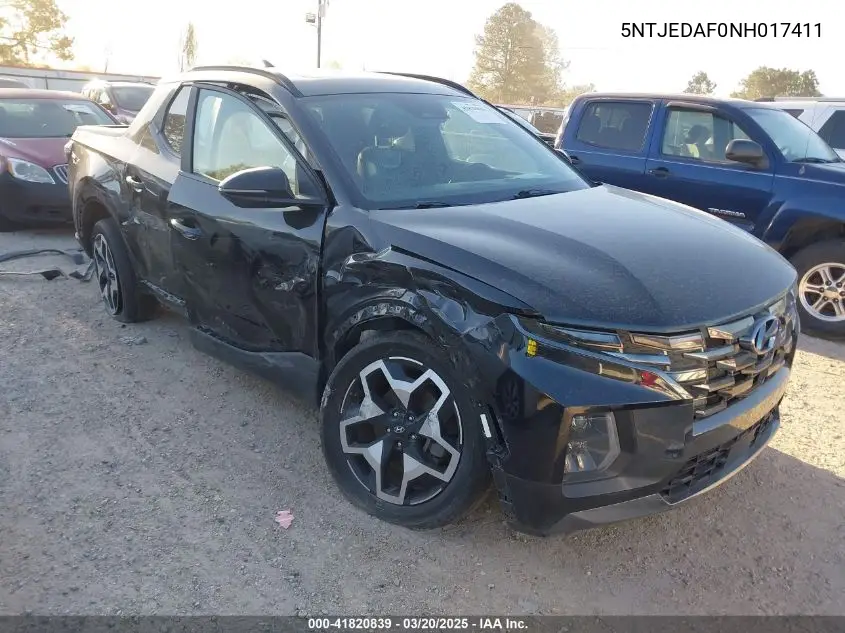 2022 Hyundai Santa Cruz Limited VIN: 5NTJEDAF0NH017411 Lot: 41820839
