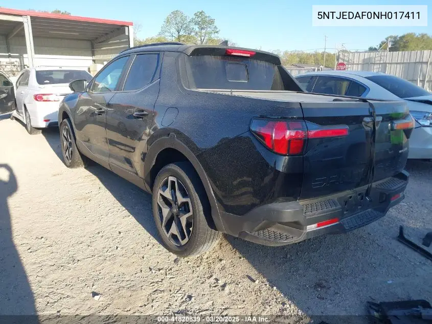 2022 Hyundai Santa Cruz Limited VIN: 5NTJEDAF0NH017411 Lot: 41820839