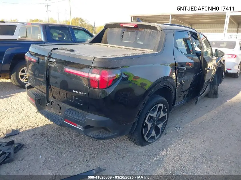 2022 Hyundai Santa Cruz Limited VIN: 5NTJEDAF0NH017411 Lot: 41820839