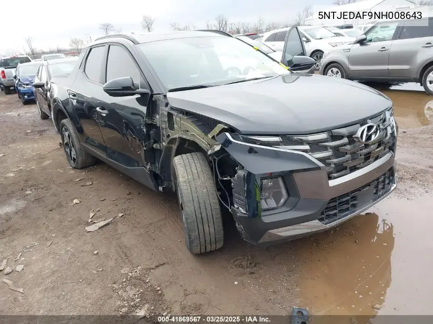 2022 Hyundai Santa Cruz Limited VIN: 5NTJEDAF9NH008643 Lot: 41869567