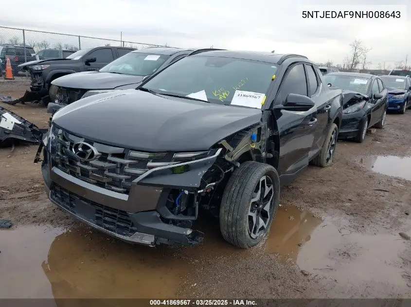 2022 Hyundai Santa Cruz Limited VIN: 5NTJEDAF9NH008643 Lot: 41869567