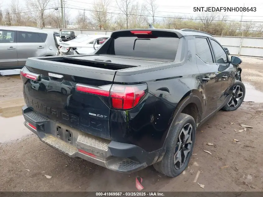 2022 Hyundai Santa Cruz Limited VIN: 5NTJEDAF9NH008643 Lot: 41869567