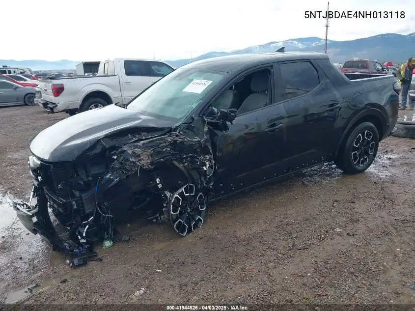 2022 Hyundai Santa Cruz Sel VIN: 5NTJBDAE4NH013118 Lot: 41944526