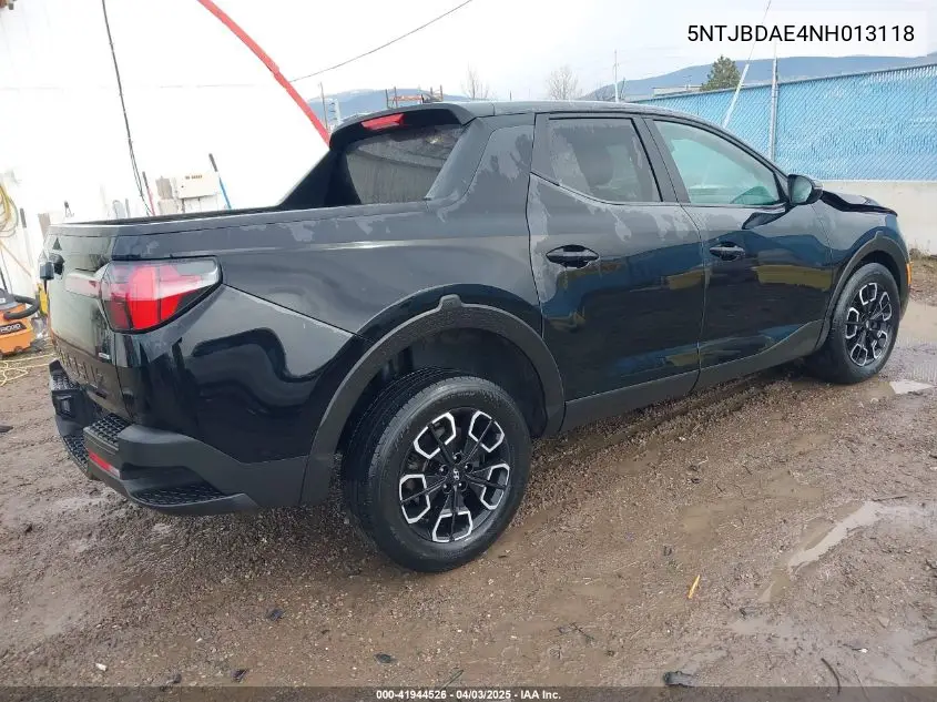 2022 Hyundai Santa Cruz Sel VIN: 5NTJBDAE4NH013118 Lot: 41944526