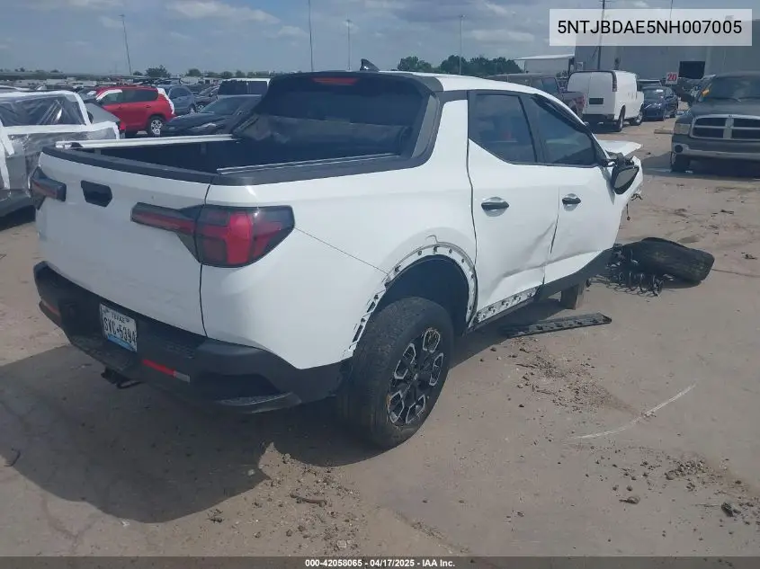 2022 Hyundai Santa Cruz Sel VIN: 5NTJBDAE5NH007005 Lot: 42058065